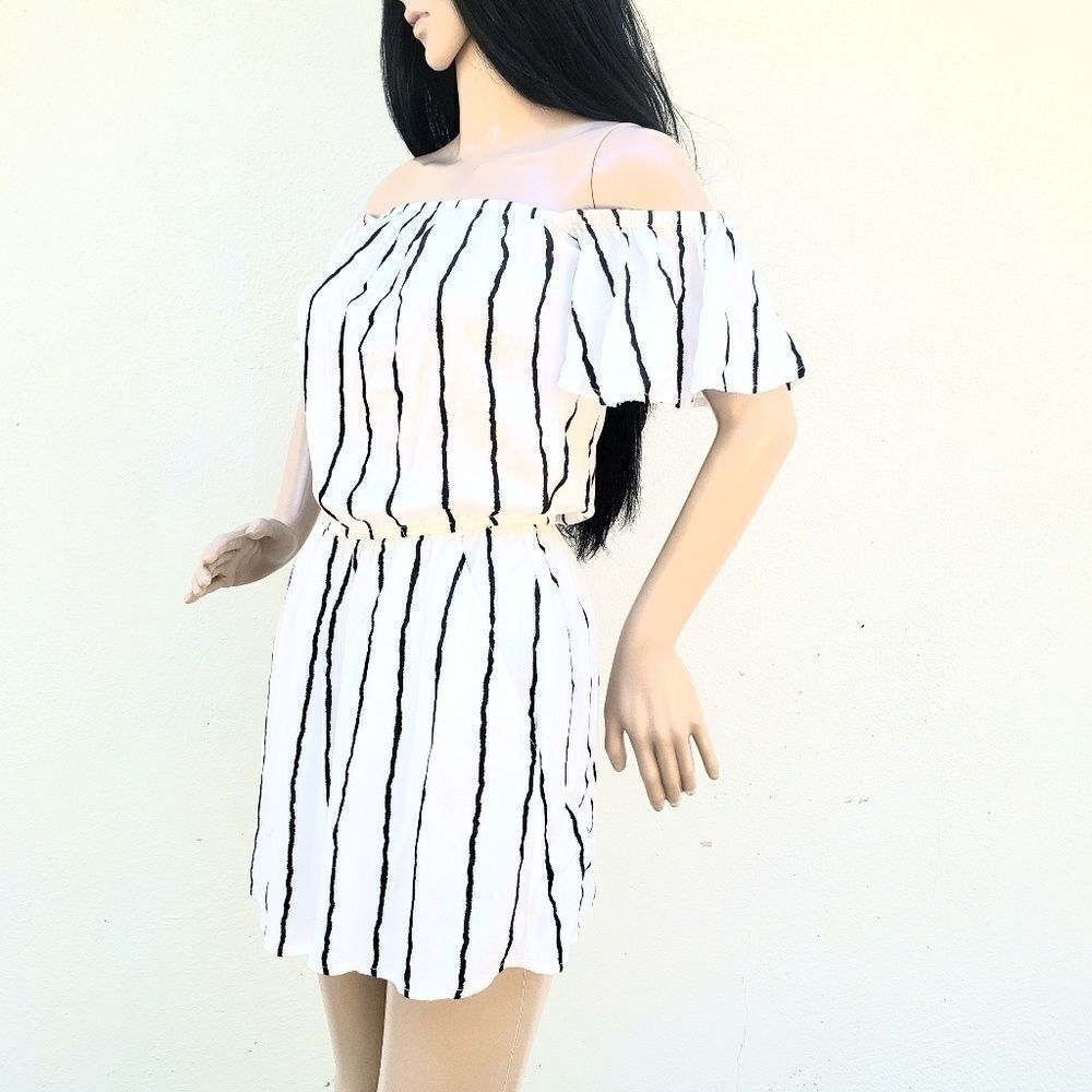 H&M Divded White & Blue Stripped Romper